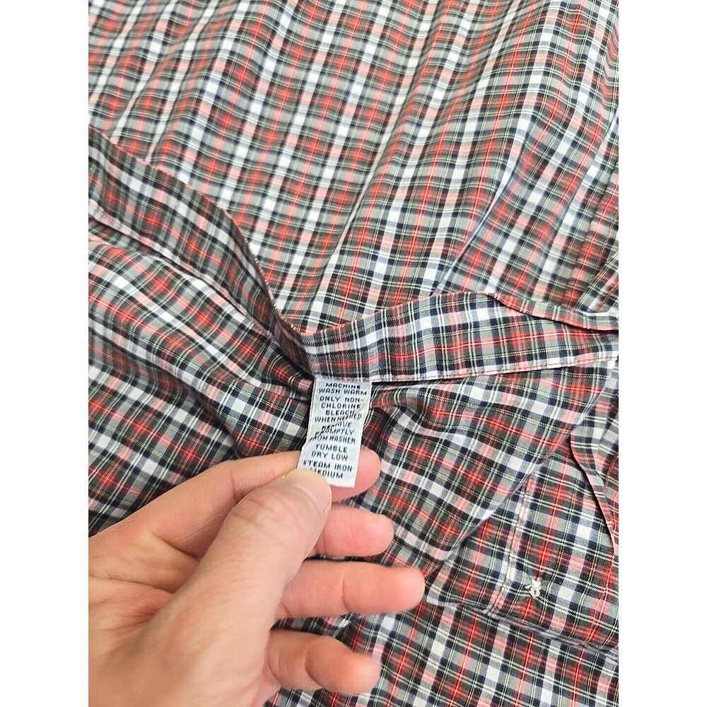 Ralph Lauren Button Down Short Sleeve Blake Red Green Plaid Shirt Men's Large - Picture 5 of 8